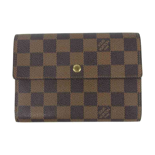 LOUIS VUITTON ルイ・ヴィトン N61202 ダミエ ポルトトレゾール エテュイ パピエ 財布 ブラウン系【中古】