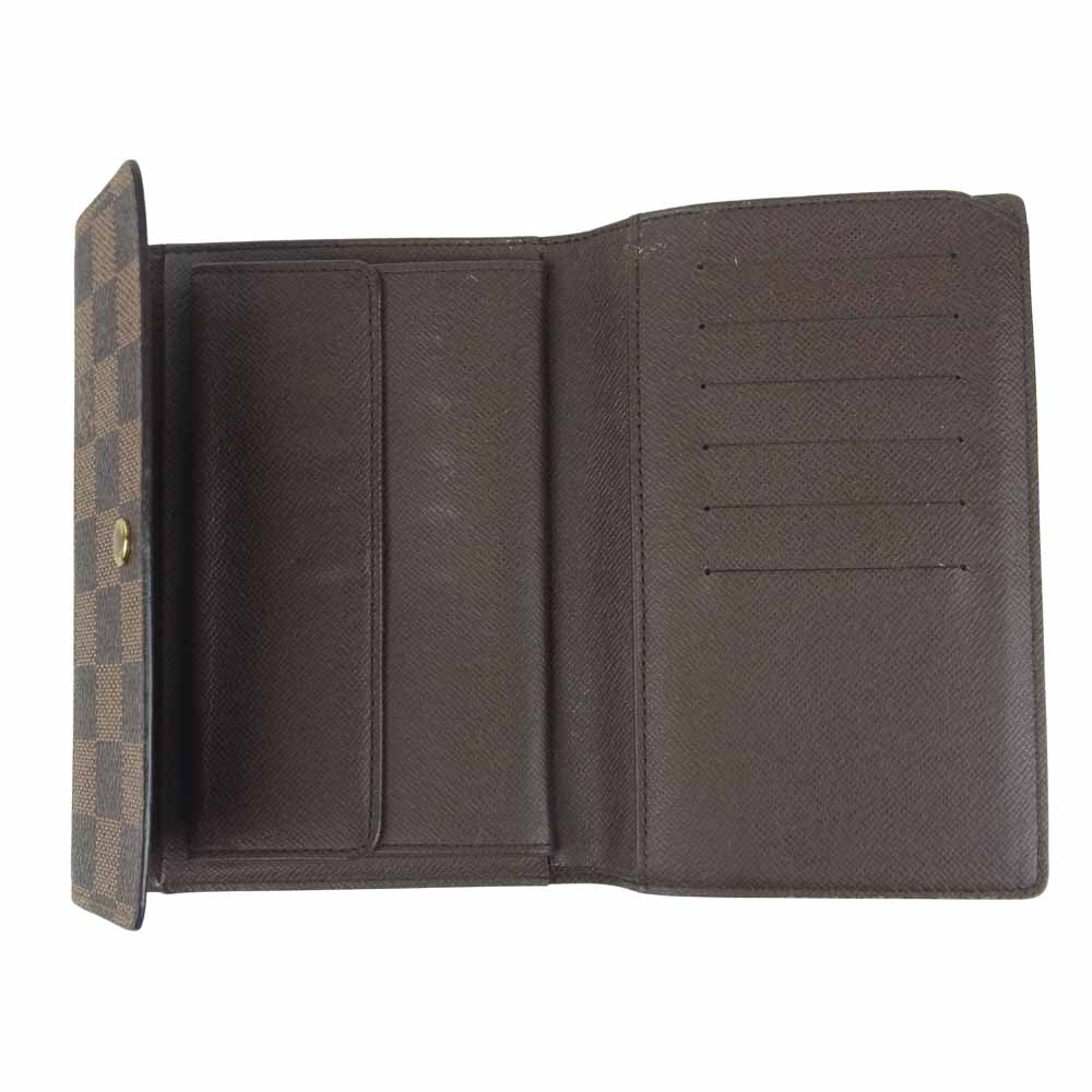 LOUIS VUITTON ルイ・ヴィトン N61202 ダミエ ポルトトレゾール エテュイ パピエ 財布 ブラウン系【中古】