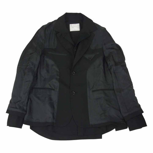 Sacai サカイ 21SS 21-02550M SUITING JACKET ドッキング レイヤード シャツ ジャケット ブラック系 3【美品】【中古】