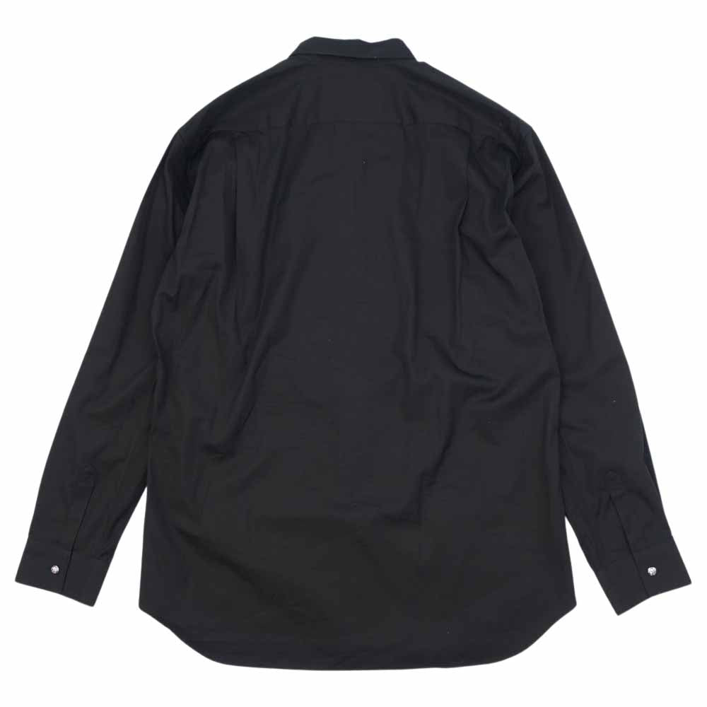 CHROME HEARTS クロムハーツ（原本無） × COMME des GARCONS CDG-CH04 コムデギャルソン クロスボールボタン レザー切替 長袖 シャツ ブラック系 L【美品】【中古】