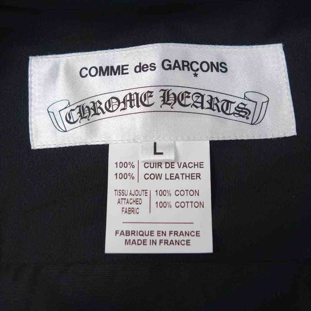 CHROME HEARTS クロムハーツ（原本無） × COMME des GARCONS CDG-CH04 コムデギャルソン クロスボールボタン レザー切替 長袖 シャツ ブラック系 L【美品】【中古】