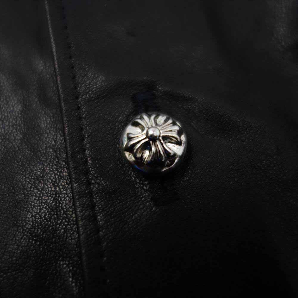 CHROME HEARTS クロムハーツ（原本無） × COMME des GARCONS CDG-CH04 コムデギャルソン クロスボールボタン レザー切替 長袖 シャツ ブラック系 L【美品】【中古】