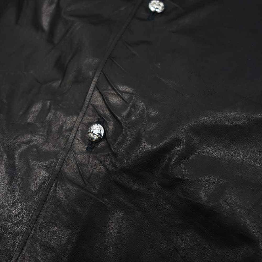 CHROME HEARTS クロムハーツ（原本無） × COMME des GARCONS CDG-CH04 コムデギャルソン クロスボールボタン レザー切替 長袖 シャツ ブラック系 L【美品】【中古】