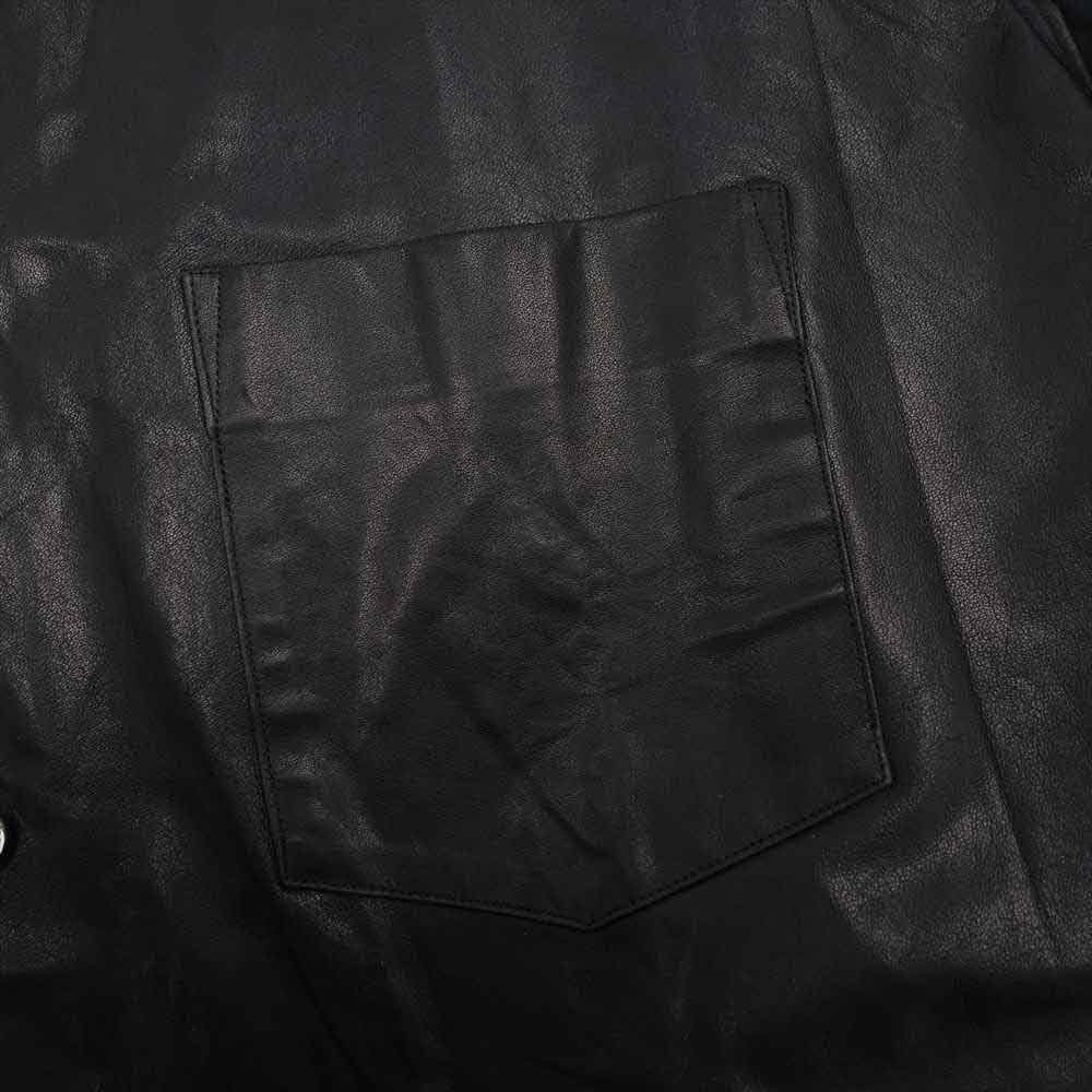 CHROME HEARTS クロムハーツ（原本無） × COMME des GARCONS CDG-CH04 コムデギャルソン クロスボールボタン レザー切替 長袖 シャツ ブラック系 L【美品】【中古】