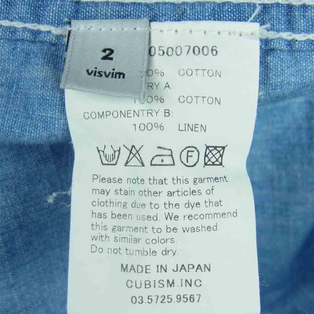 VISVIM ビズビム 115105007006 GRANGER SHIRT CHAMBRAY グレンジャー シャンブレー 長袖 シャツ インディゴブルー系 2【中古】