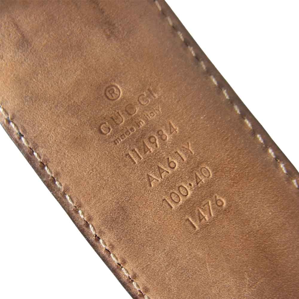 GUCCI グッチ 114984 インターロッキングG GGバックル レザー ベルト ブラック系【中古】