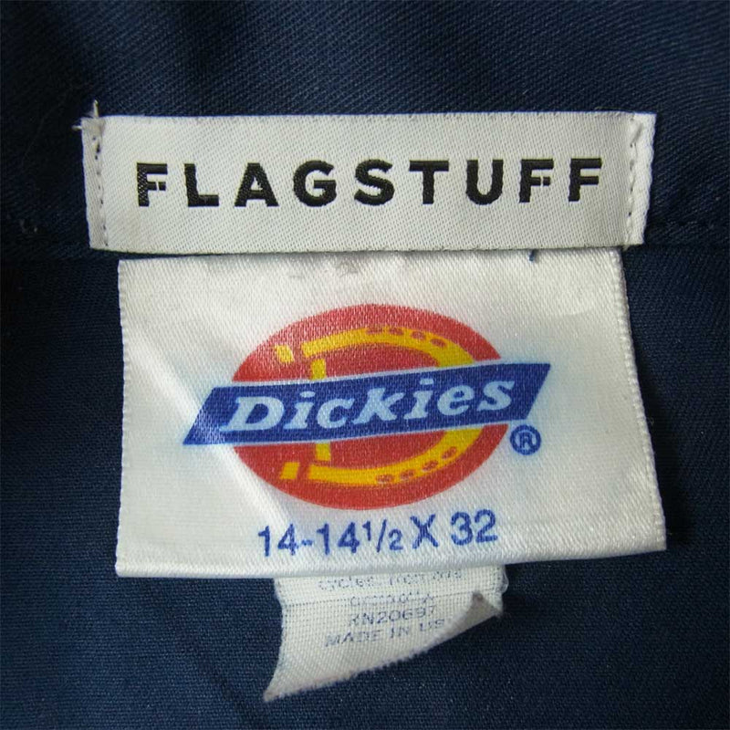 フラグスタフ 16AW × Dickies ディッキーズ GEISHA GANGS L/S SHIRTS ゲイシャ ギャングス ワーク シャツ ネイビー系 14～14.5【中古】