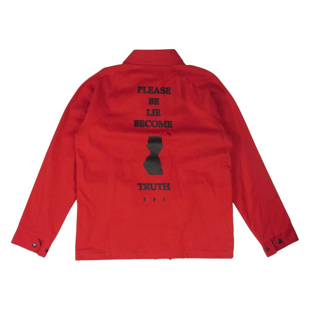 スリーフェイス PLEASE BE LIE BECOMES TRUTH コーチ ジャケット レッド系 S【中古】