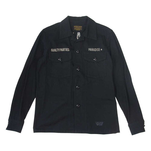 WACKO MARIA ワコマリア paradise tiger パラダイス タイガー ミリタリー ワークシャツ ブラック系 S【中古】