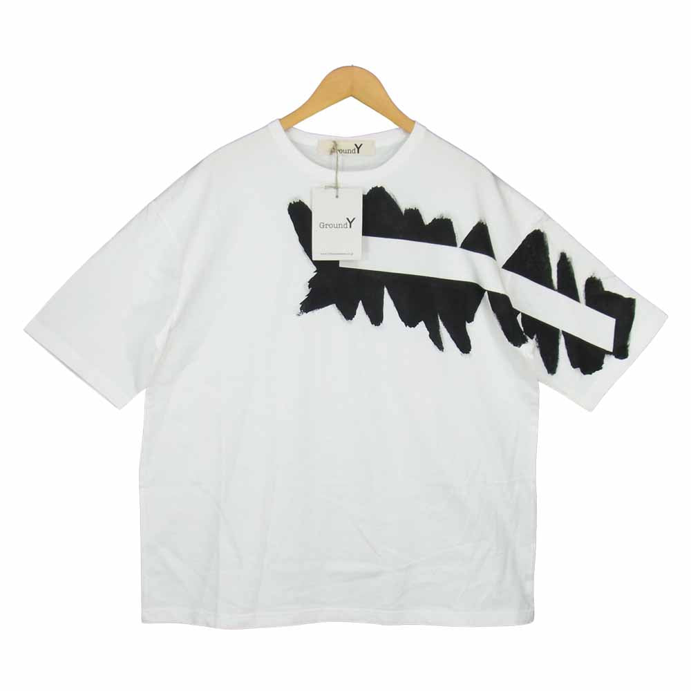 Yohji Yamamoto ヨウジヤマモト GroundY GN-T46-071 5.6oz cotton Jersey Painted Big T-Shirt C ペイント Tシャツ ホワイト ホワイト系 4【極上美品】【中古】