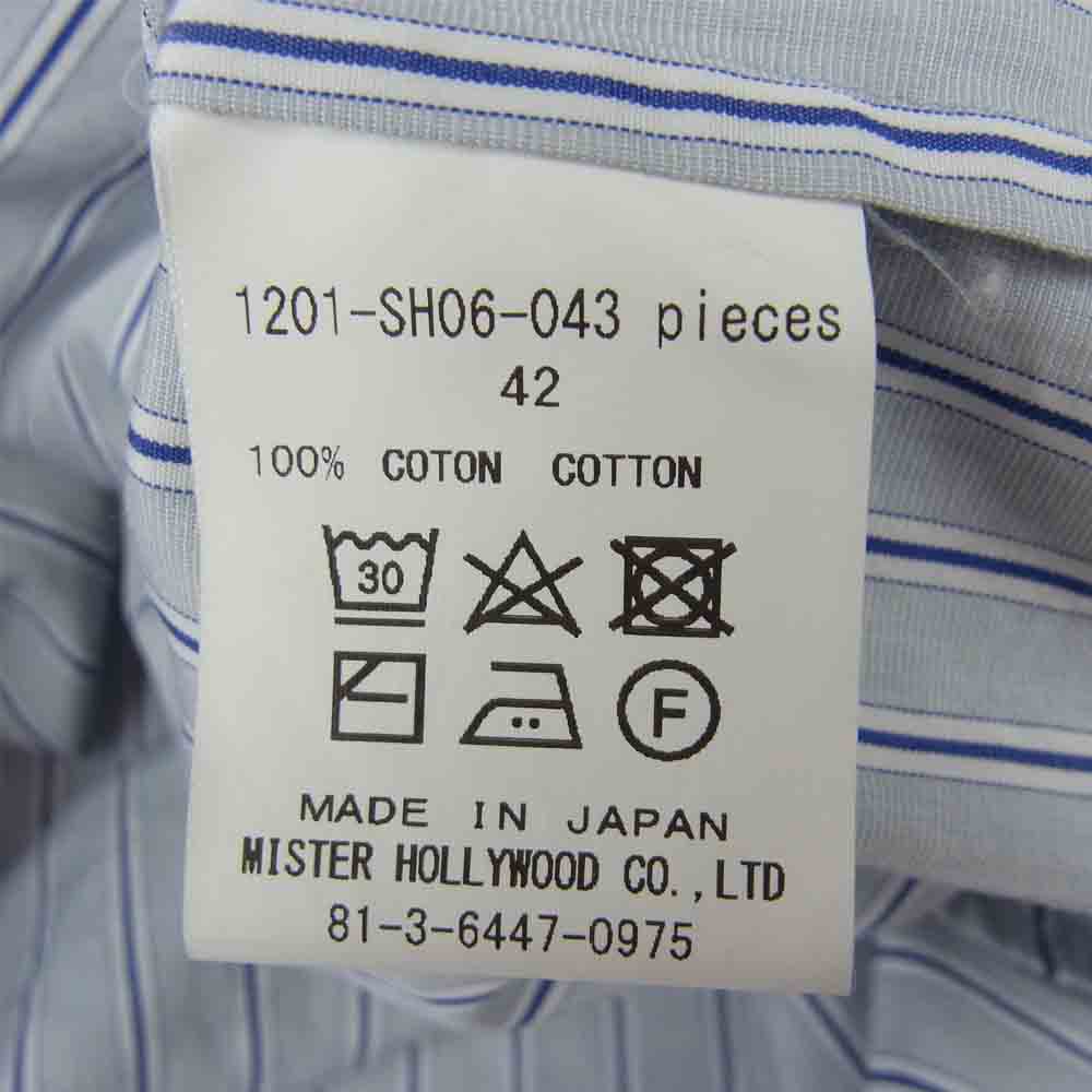 N.HOOLYWOOD エヌハリウッド THOMAS MASON トーマスメイソン ストライプ シャツ グレー系 42【中古】