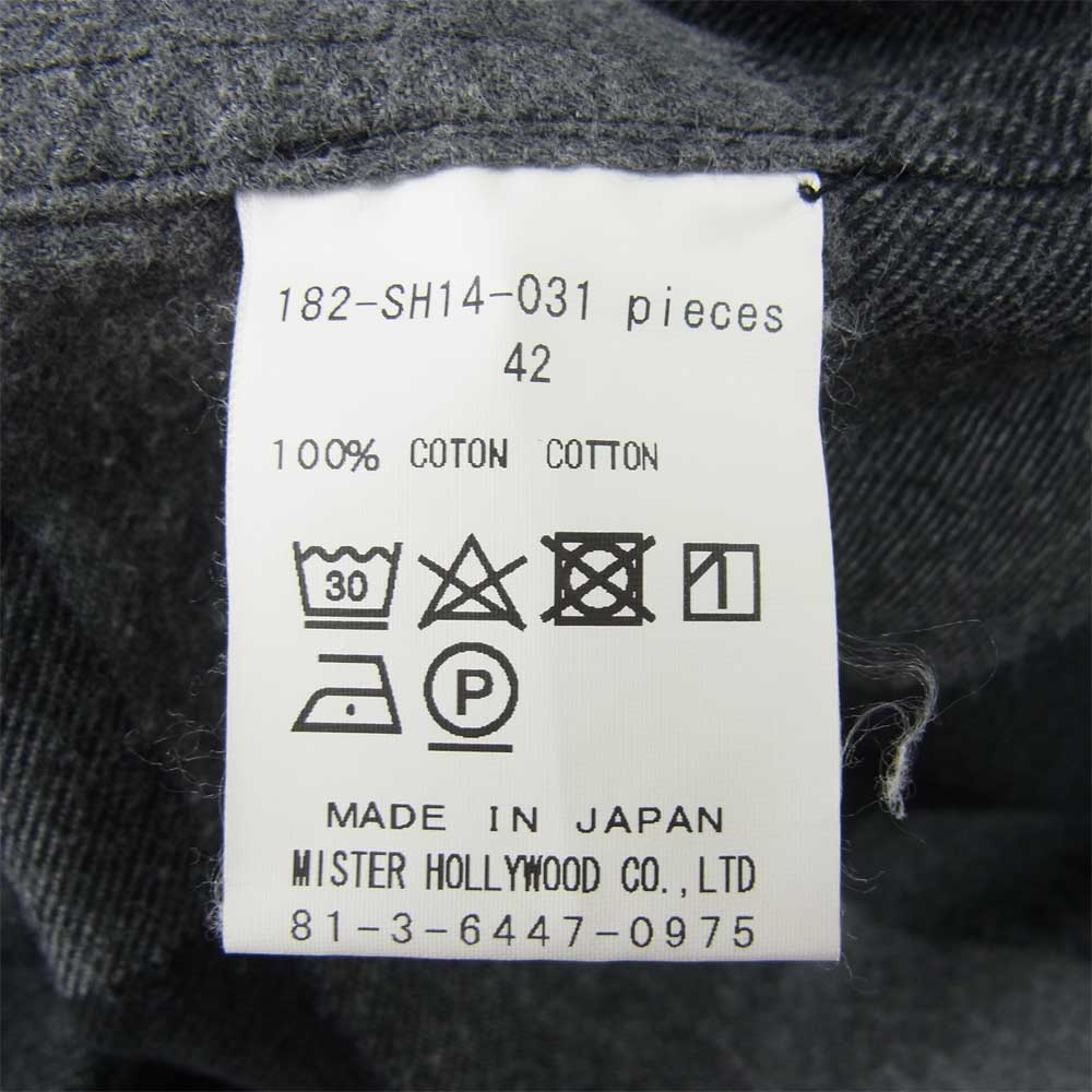 N.HOOLYWOOD エヌハリウッド 18AW 182-SH14-031 オーバーサイズ チェック シャツ ブラック系 チャコール系 42【中古】