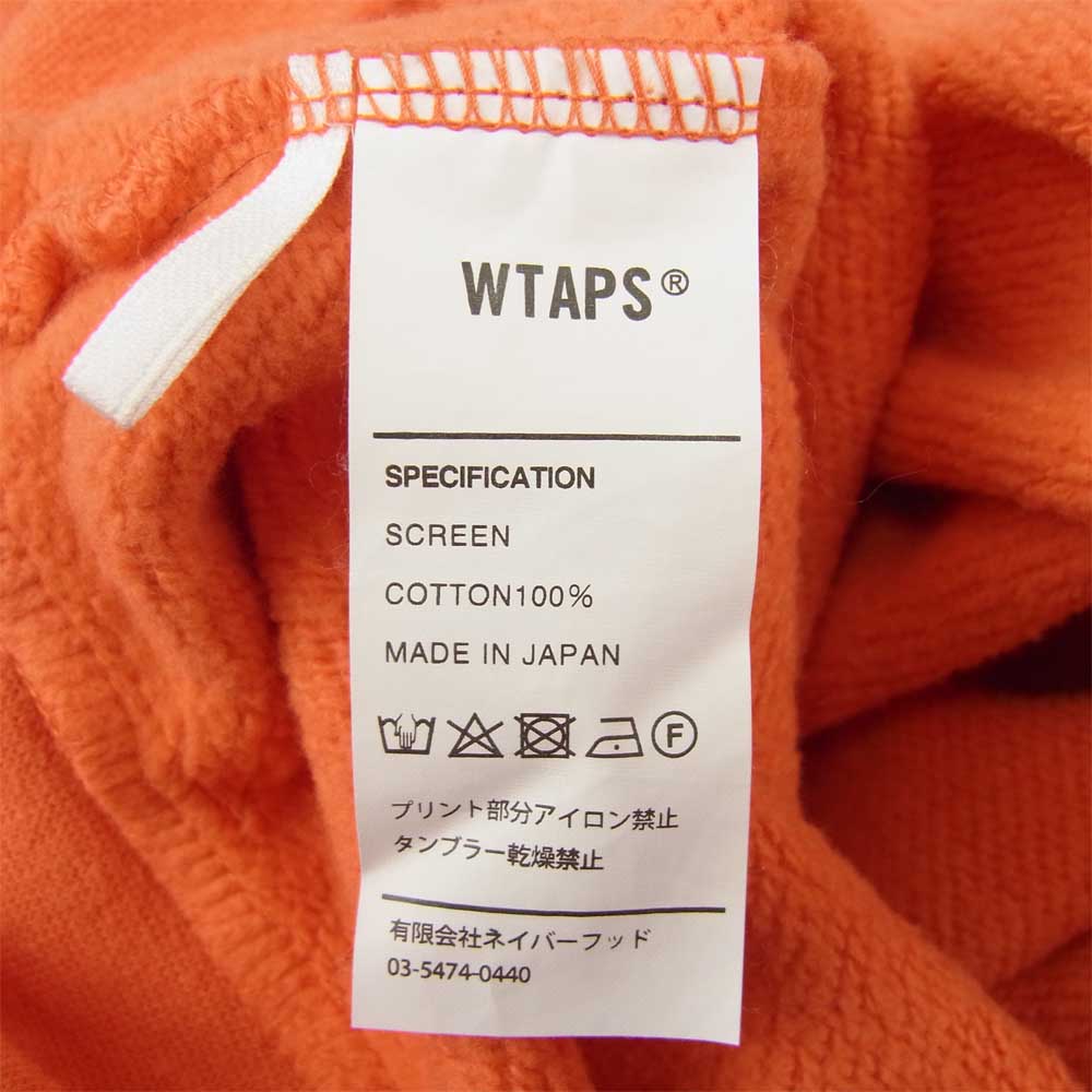 WTAPS ダブルタップス 18AW PLATOON SCREEN SWEAT HOODIE プルオーバー パーカー オレンジ系 4【中古】