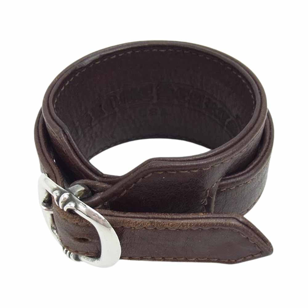 CHROME HEARTS クロムハーツ（原本無） R&R ロックンロール レザー ブレスレット ブラウン系【中古】