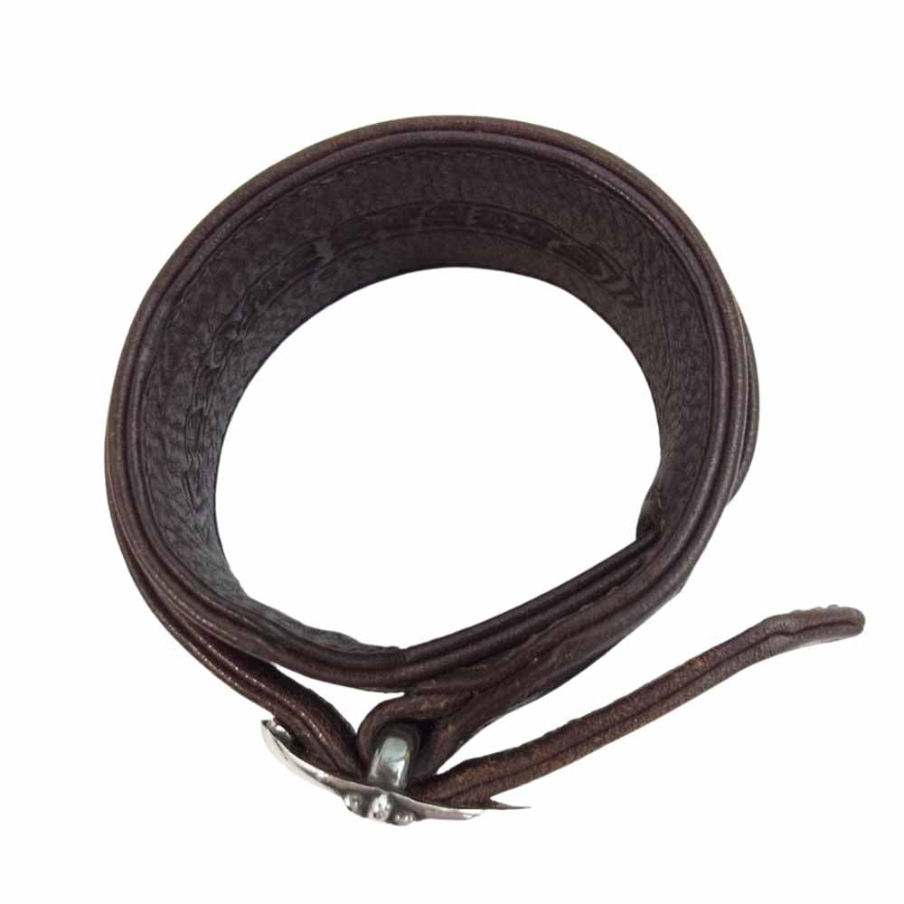 CHROME HEARTS クロムハーツ（原本無） R&R ロックンロール レザー ブレスレット ブラウン系【中古】