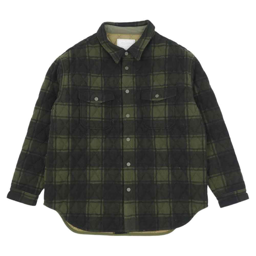 READY MADE レディメイド BLANKET CHECK SHIRTS ブランケット チェック シャツ オーバーサイズ キルティング シャツ ジャケット カーキ系 2【極上美品】【中古】