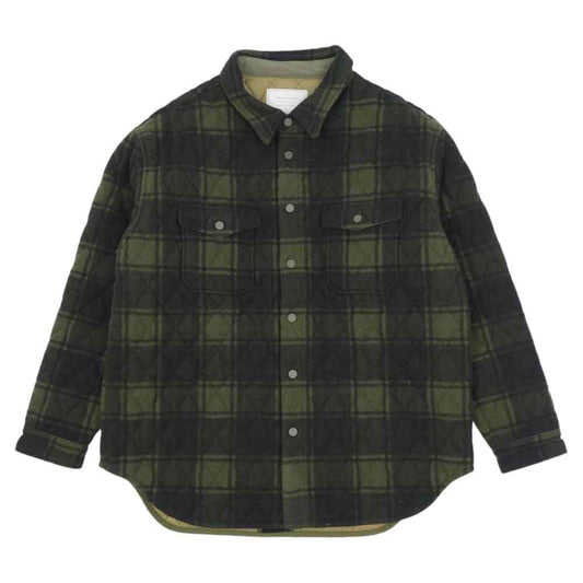 READY MADE レディメイド BLANKET CHECK SHIRTS ブランケット チェック シャツ オーバーサイズ キルティング シャツ ジャケット カーキ系 2【極上美品】【中古】