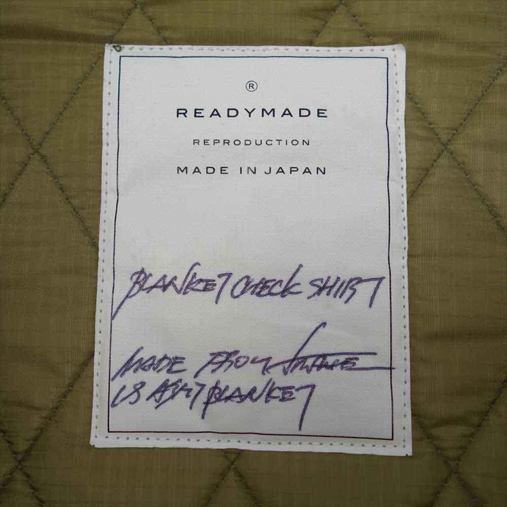 READY MADE レディメイド BLANKET CHECK SHIRTS ブランケット チェック シャツ オーバーサイズ キルティング シャツ ジャケット カーキ系 2【極上美品】【中古】