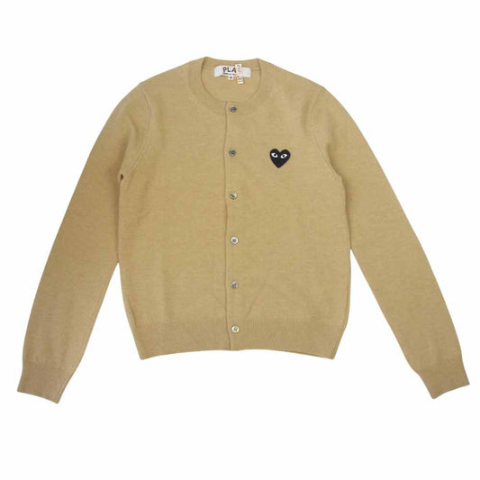 COMME des GARCONS コムデギャルソン AZ-N023 PLAY プレイ ウール ニット カーディガン ベージュ系 M【中古】