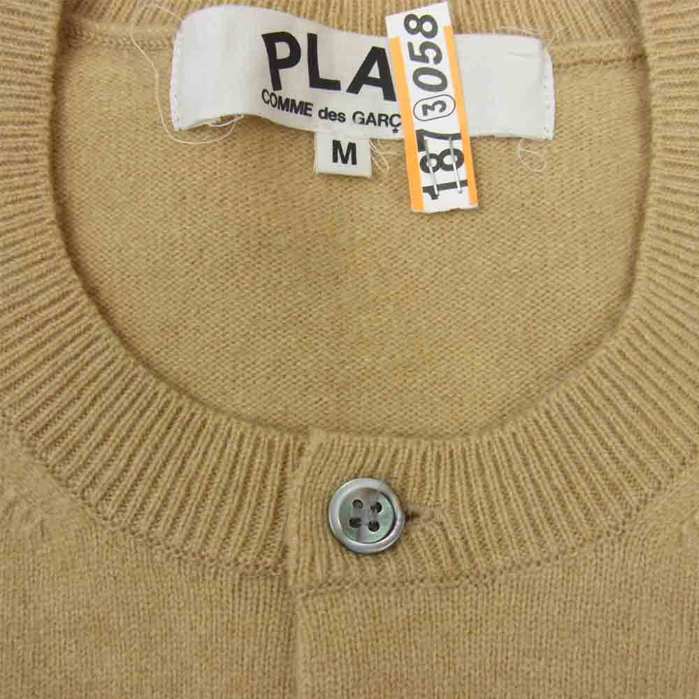COMME des GARCONS コムデギャルソン AZ-N023 PLAY プレイ ウール ニット カーディガン ベージュ系 M【中古】