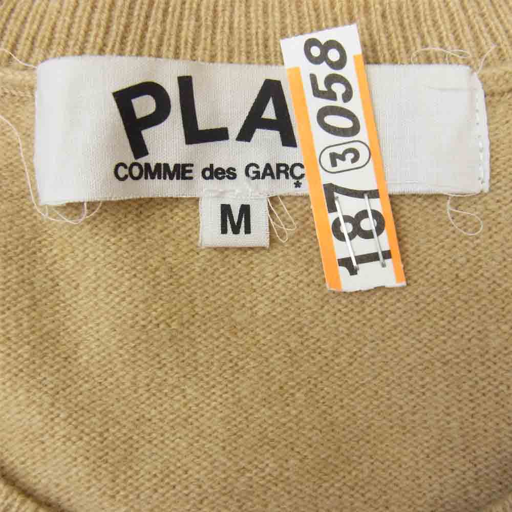 COMME des GARCONS コムデギャルソン AZ-N023 PLAY プレイ ウール ニット カーディガン ベージュ系 M【中古】