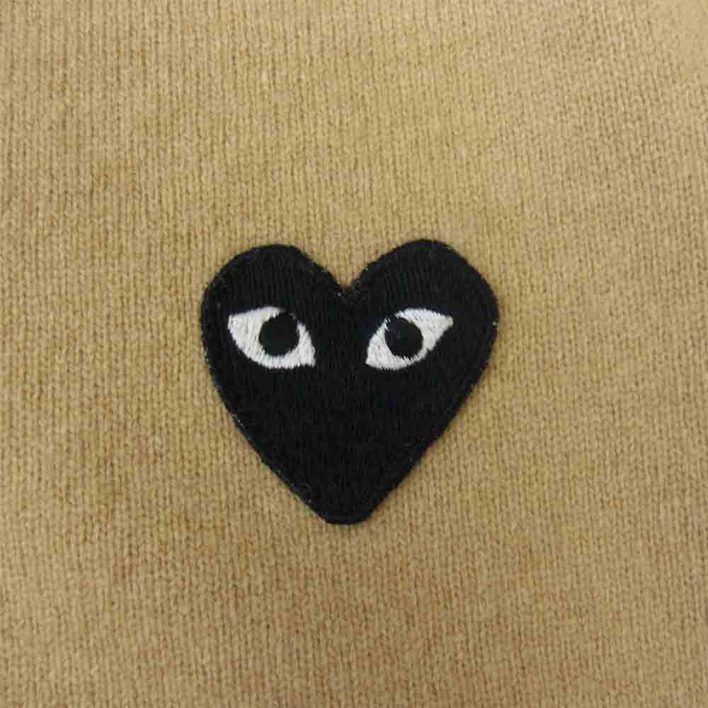 COMME des GARCONS コムデギャルソン AZ-N023 PLAY プレイ ウール ニット カーディガン ベージュ系 M【中古】