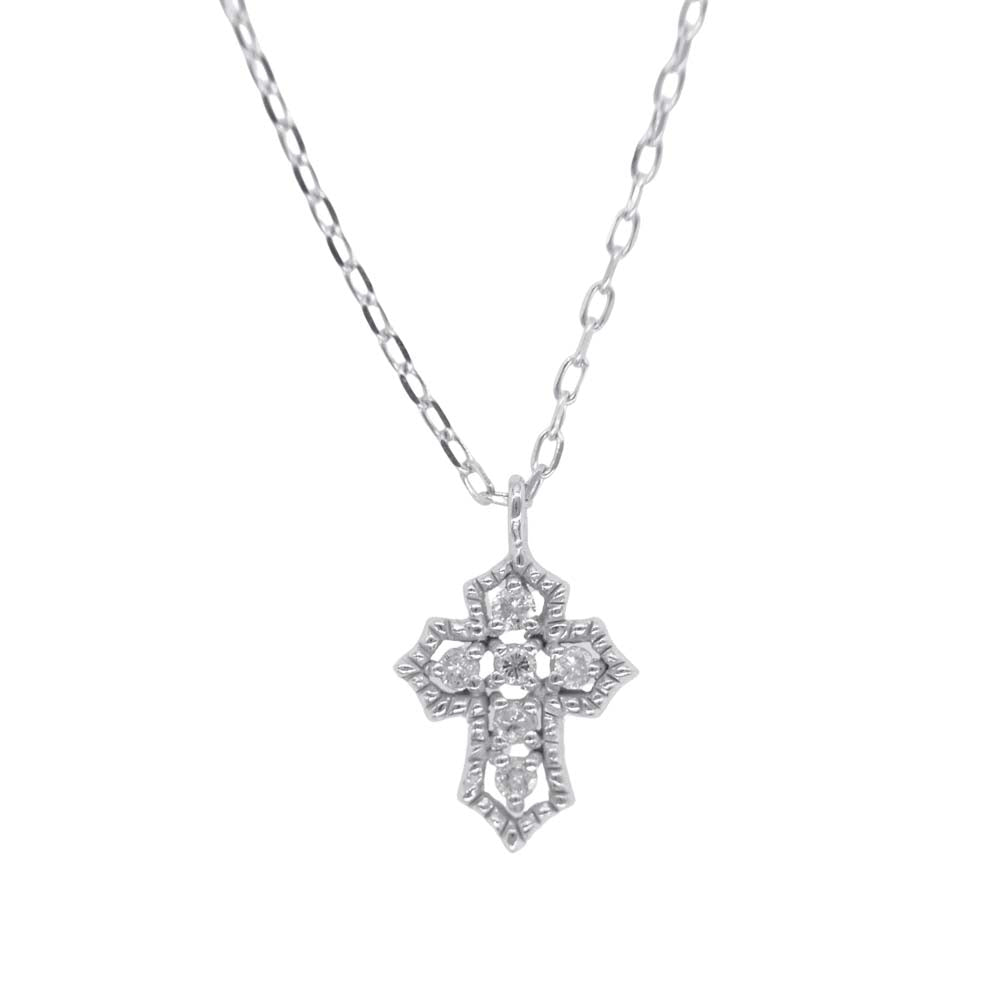 Samantha Tiara サマンサティアラ K18WG クロス ダイヤモンド ネックレス シルバー系【中古】