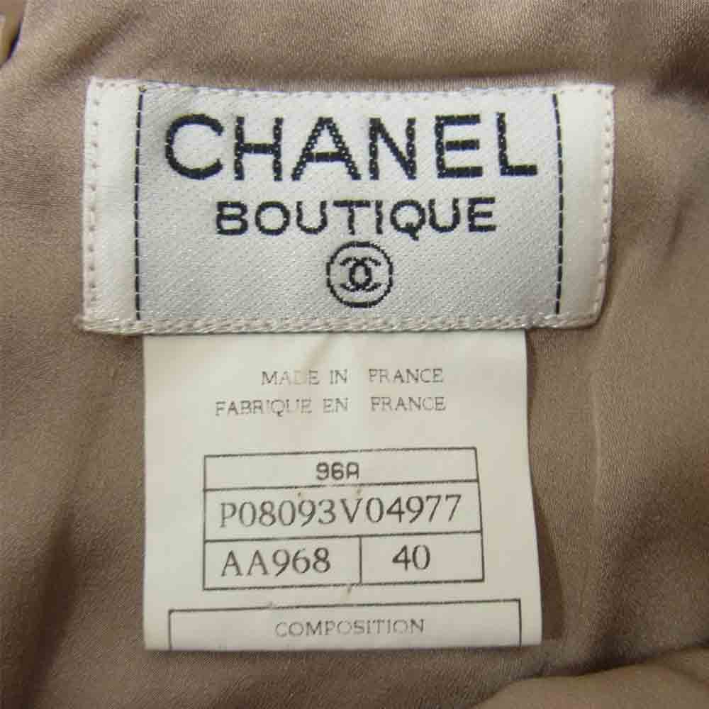 CHANEL シャネル 仏製 96A ウール ココマ－ク ボタン スカート ベージュ系 40【中古】