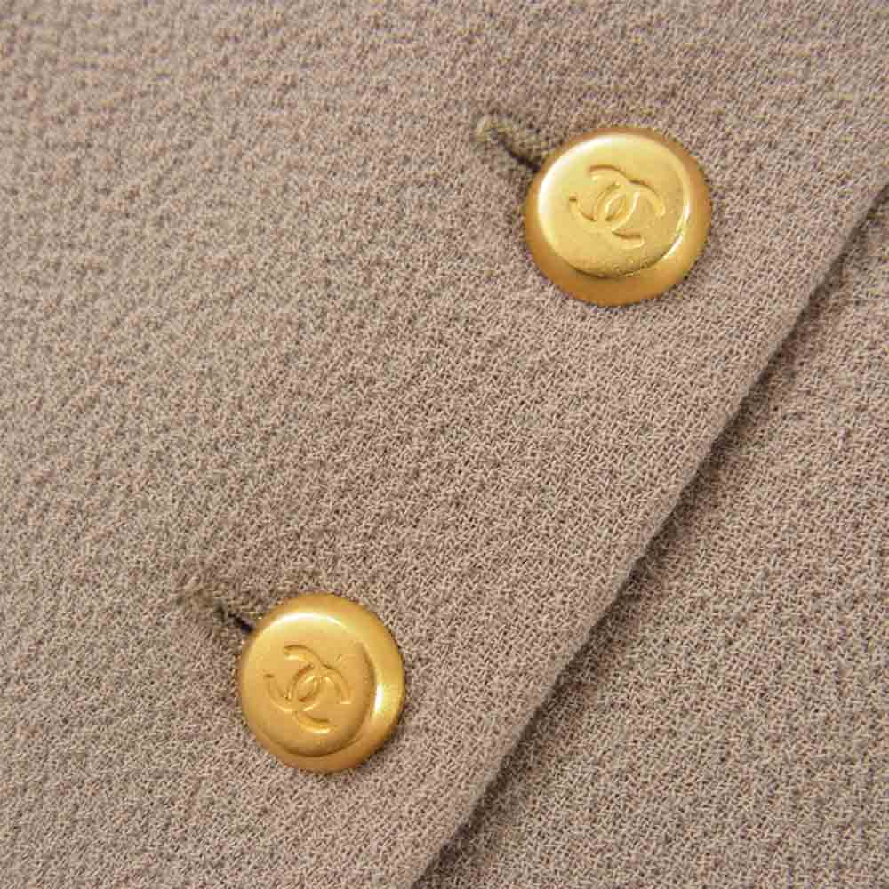 CHANEL シャネル 仏製 96A ウール ココマ－ク ボタン スカート ベージュ系 40【中古】