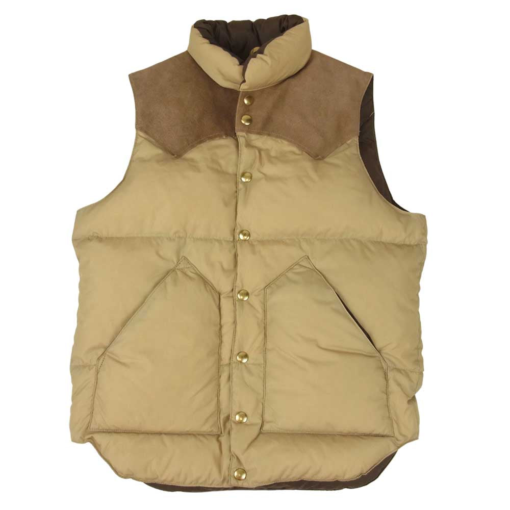ロッキーマウンテンフェザーベッド 450-512-01 NYLON DOWN VEST ナイロン スエード 切替 ダウン ベスト ベージュ系 36【中古】