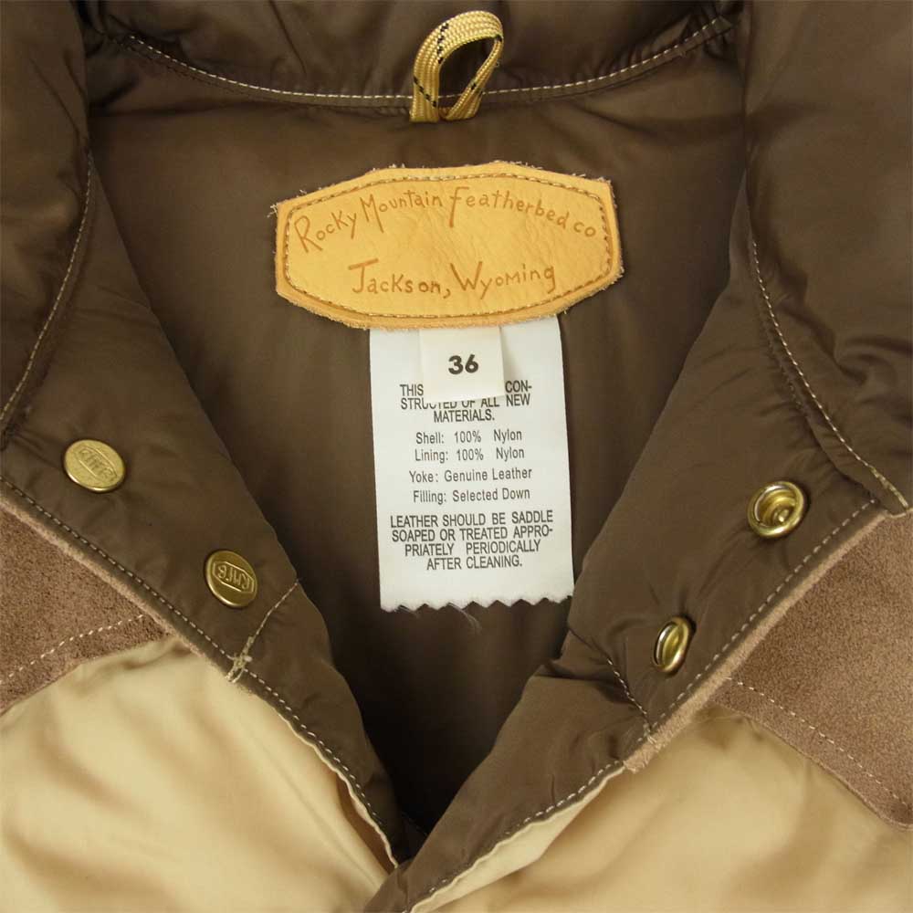ロッキーマウンテンフェザーベッド 450-512-01 NYLON DOWN VEST ナイロン スエード 切替 ダウン ベスト ベージュ系 36【中古】