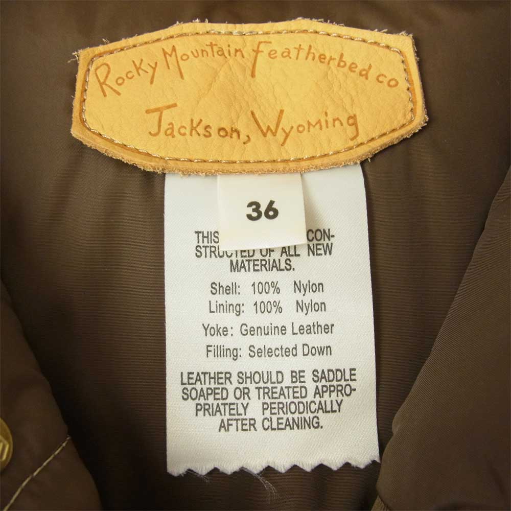 ロッキーマウンテンフェザーベッド 450-512-01 NYLON DOWN VEST ナイロン スエード 切替 ダウン ベスト ベージュ系 36【中古】
