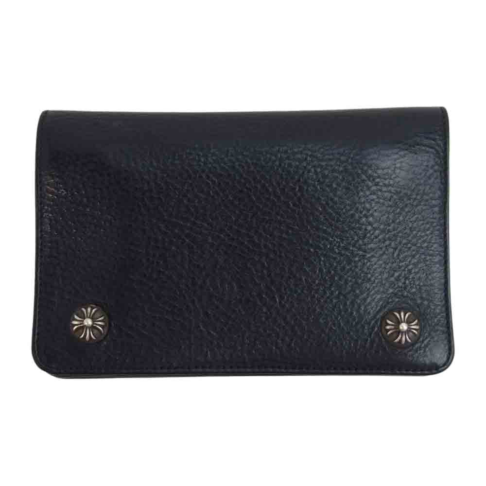 CHROME HEARTS クロムハーツ（原本有） 2ZIP WALLETクロスボール ボタン 2ジップ ウォレット ブラック系【中古】