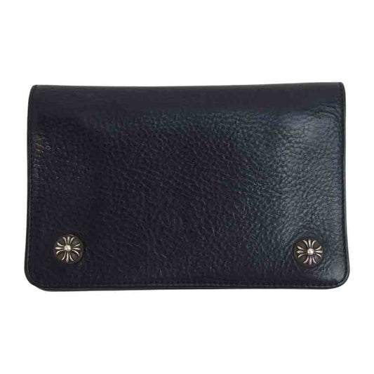 CHROME HEARTS クロムハーツ（原本有） 2ZIP WALLETクロスボール ボタン 2ジップ ウォレット ブラック系【中古】