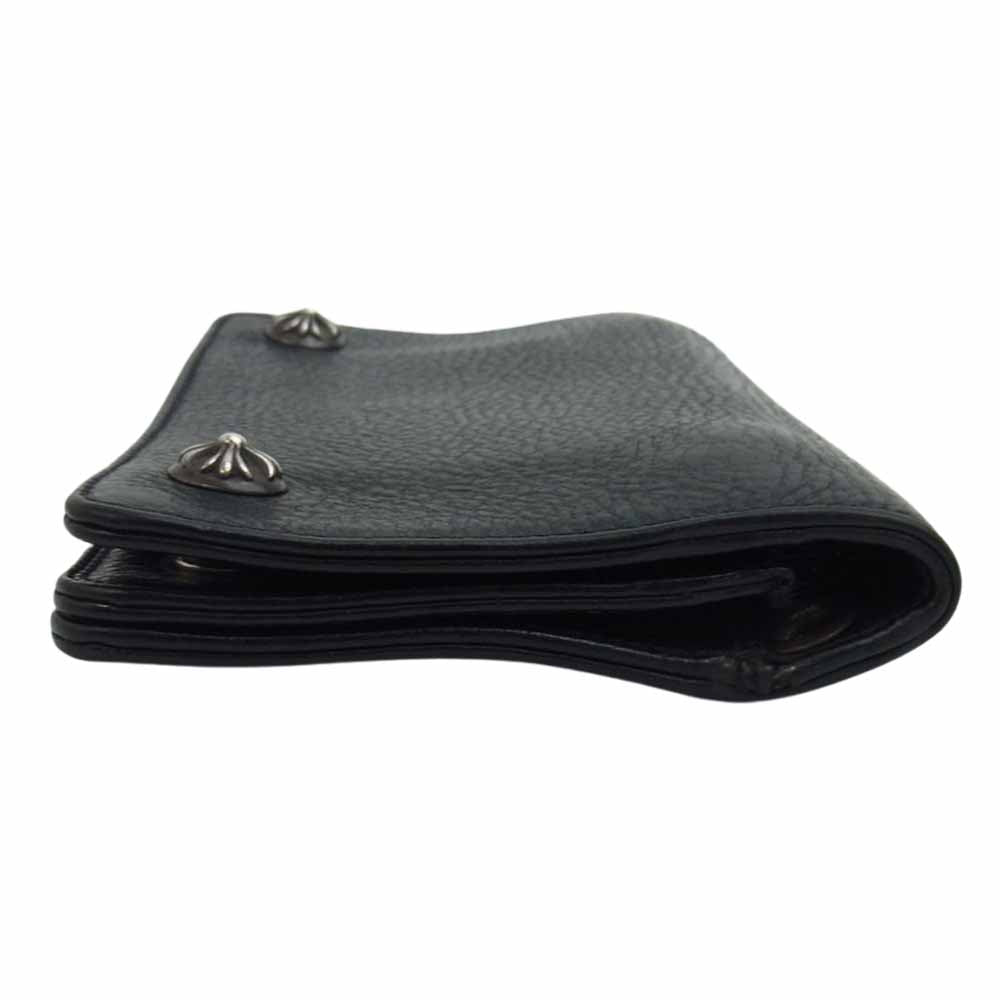 CHROME HEARTS クロムハーツ（原本有） 2ZIP WALLETクロスボール ボタン 2ジップ ウォレット ブラック系【中古】
