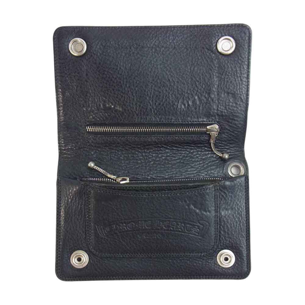 CHROME HEARTS クロムハーツ（原本有） 2ZIP WALLETクロスボール ボタン 2ジップ ウォレット ブラック系【中古】