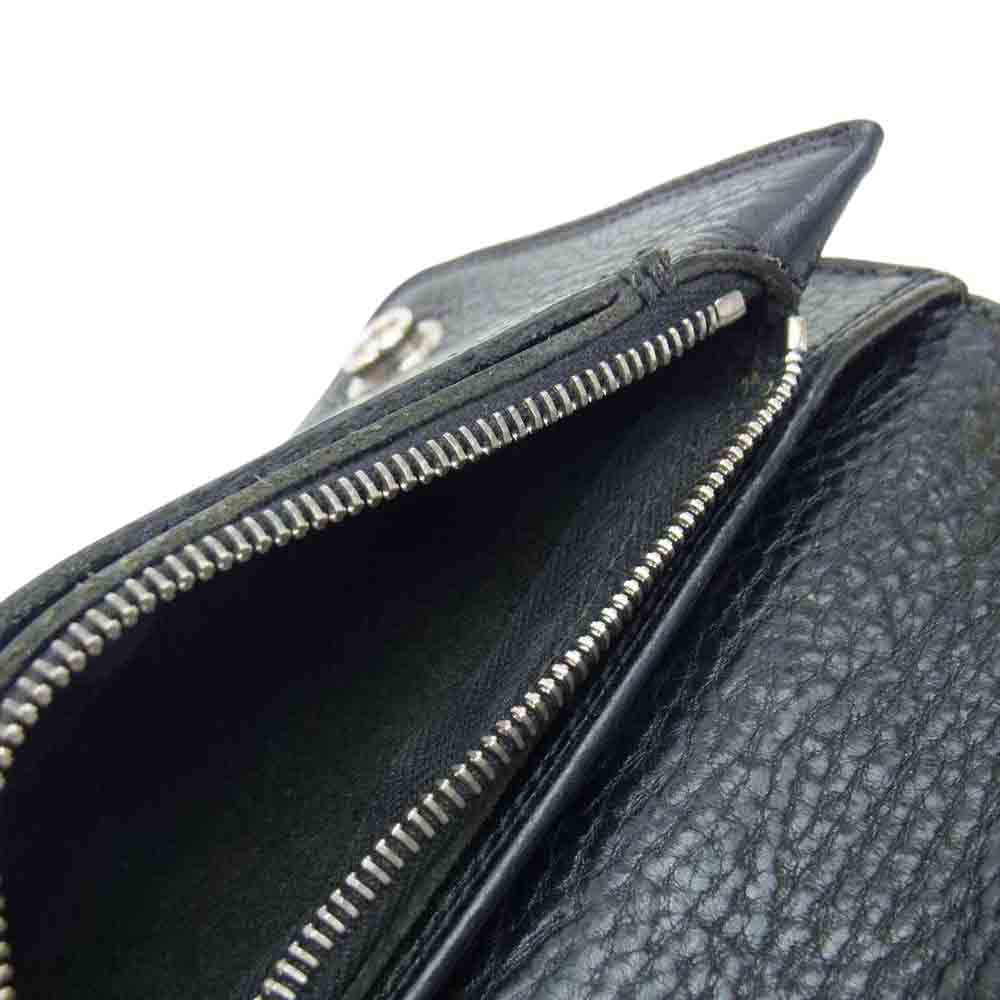 CHROME HEARTS クロムハーツ（原本有） 2ZIP WALLETクロスボール ボタン 2ジップ ウォレット ブラック系【中古】