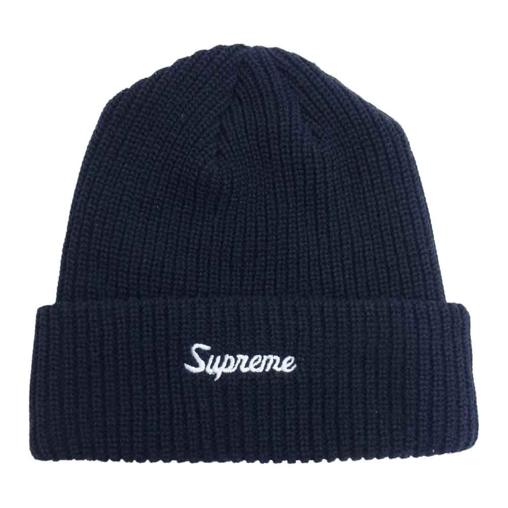 Supreme シュプリーム 19AW LOOSE GAUGE BEANIE ビーニー  ロゴ 刺繍 ニットキャップ ダークネイビー系【中古】