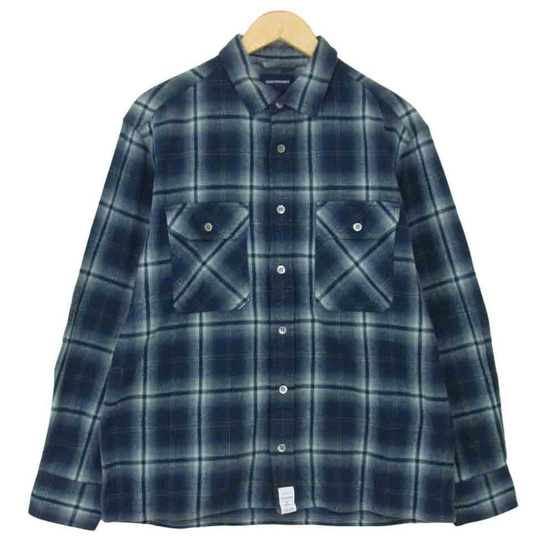 DESCENDANT ディセンダント 17AW ヘビーチェック フランネル シャツ ネイビー系 2【中古】