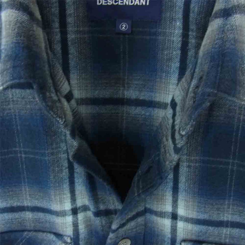 DESCENDANT ディセンダント 17AW ヘビーチェック フランネル シャツ ネイビー系 2【中古】