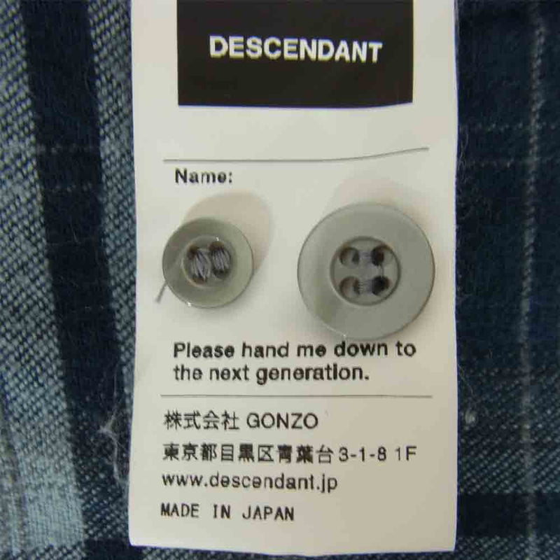 DESCENDANT ディセンダント 17AW ヘビーチェック フランネル シャツ ネイビー系 2【中古】