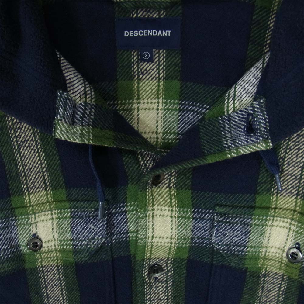 DESCENDANT ディセンダント 18AW STONER HOODED LS SHIRT フーデッドシャツ ネイビー系 2【中古】