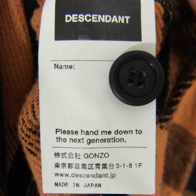 DESCENDANT ディセンダント 19AW バッファロー チェック シャツ オレンジ系 2【中古】