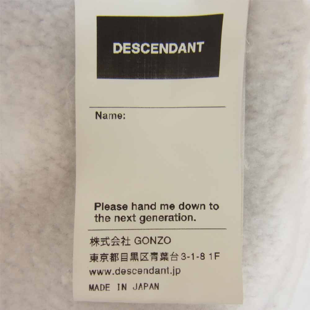 DESCENDANT ディセンダント 18AW TEAM HOODED SWEATSHIRT チーム フーデッド スウェットシャツ グレー系 2【中古】