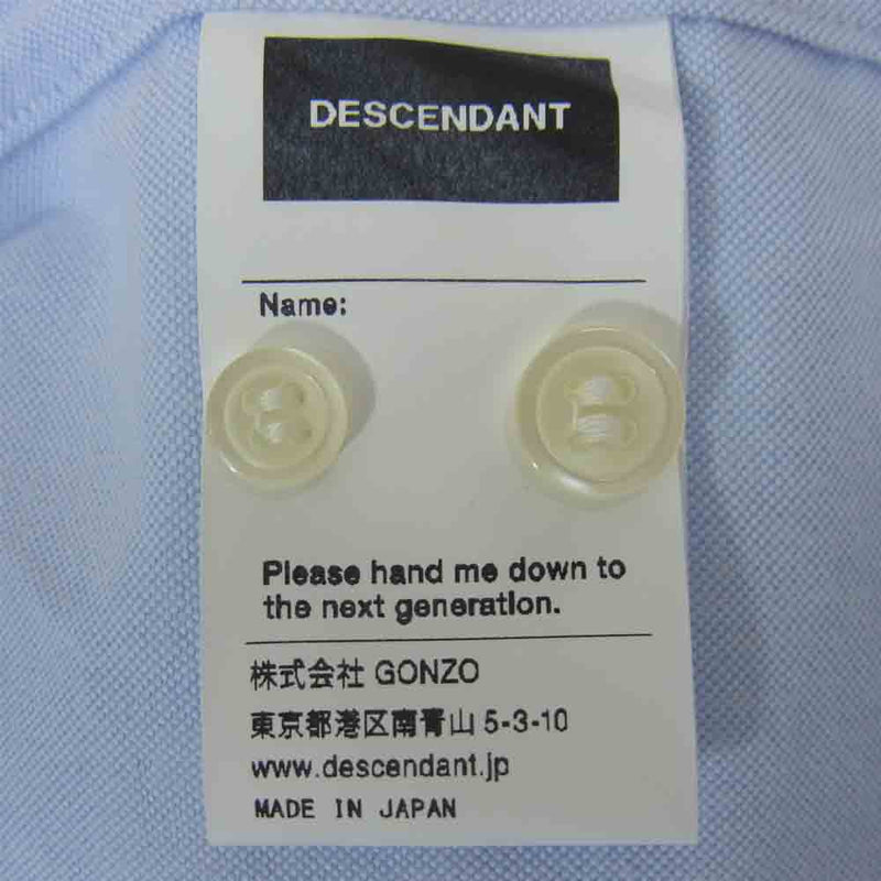 DESCENDANT ディセンダント 212TQDS-SHM01 OXFORD B.D. LS SHIRT オックスフォード ロングスリーブ シャツ ライトブルー系 2【新古品】【未使用】【中古】