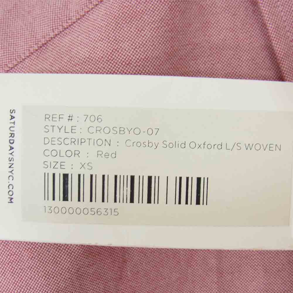 サタデーズサーフニューヨーク Crosby Solid Oxford L/S WOVEN SHIRT オックスフォード 長袖 シャツ レッド系 XS【新古品】【未使用】【中古】