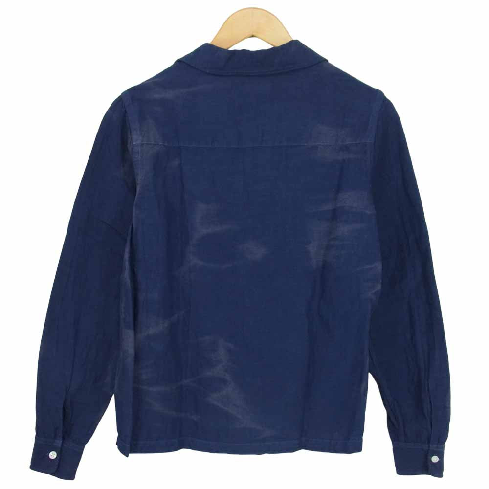 サタデーズニューヨーク M21820CT01 Garment Dyed Linen Long Sleeve Shirt ガーメントダイ リネンレーヨン混 長袖 シャツ ネイビー系 XS【新古品】【未使用】【中古】