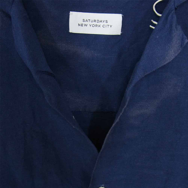 サタデーズニューヨーク M21820CT01 Garment Dyed Linen Long Sleeve Shirt ガーメントダイ リネンレーヨン混 長袖 シャツ ネイビー系 XS【新古品】【未使用】【中古】