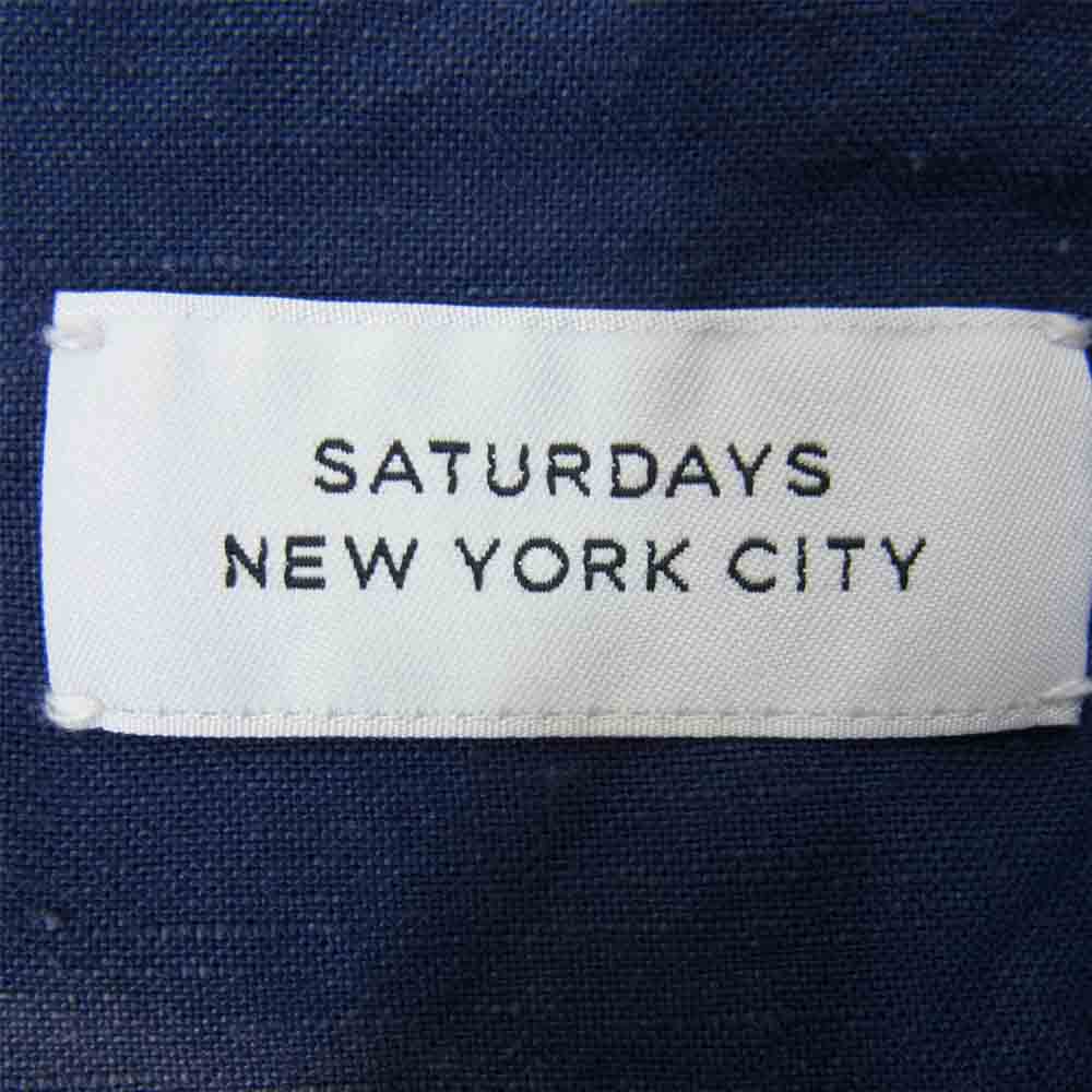 サタデーズニューヨーク M21820CT01 Garment Dyed Linen Long Sleeve Shirt ガーメントダイ リネンレーヨン混 長袖 シャツ ネイビー系 XS【新古品】【未使用】【中古】