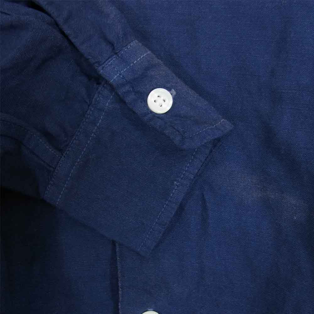 サタデーズニューヨーク M21820CT01 Garment Dyed Linen Long Sleeve Shirt ガーメントダイ リネンレーヨン混 長袖 シャツ ネイビー系 XS【新古品】【未使用】【中古】